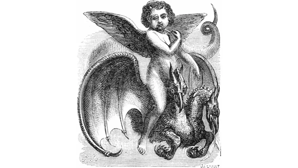 Uma ilustração do século 19 do demônio conhecido como Valac ou Valak.